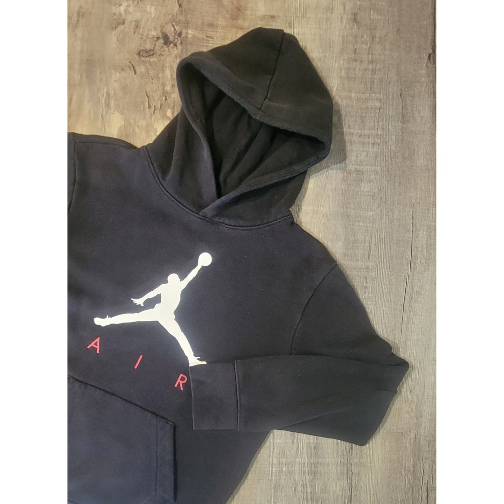 Jordan Boys Jumpman Air Pullover Hoodie Black White Red B159-023 Size L 12-13Y